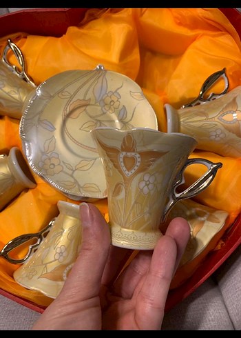 Altın Renkli Desenli Kahve Fincanı Seti 6 kişilik - Görsel 5