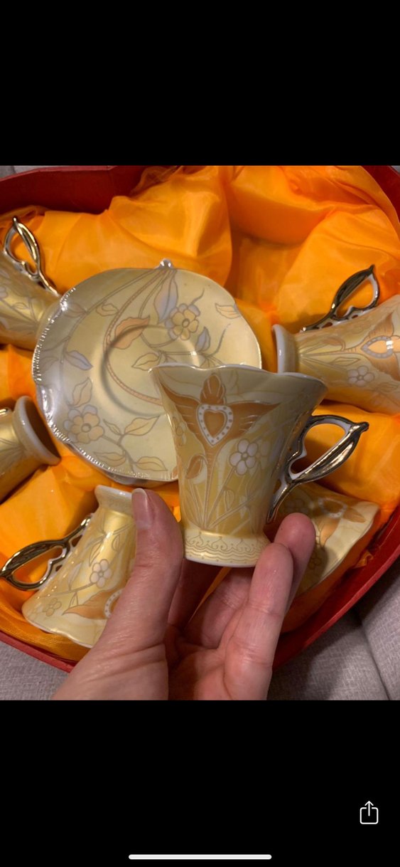 Altın Renkli Desenli Kahve Fincanı Seti 6 kişilik - Görsel 5