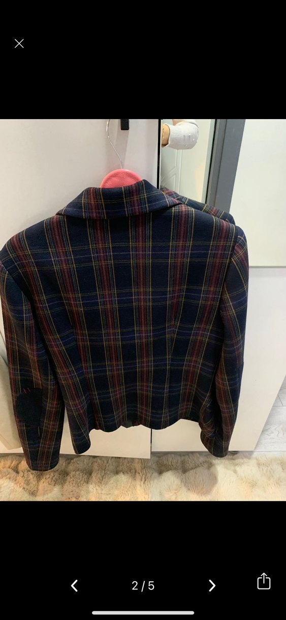 Ekoseli Az giyilmiş şık ceket 40 beden lacivert - Görsel 2