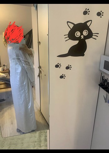 Saten Uzun Beyaz Nakışlı Bohem Kadın Sabahlık/ Kimono - Görsel 7