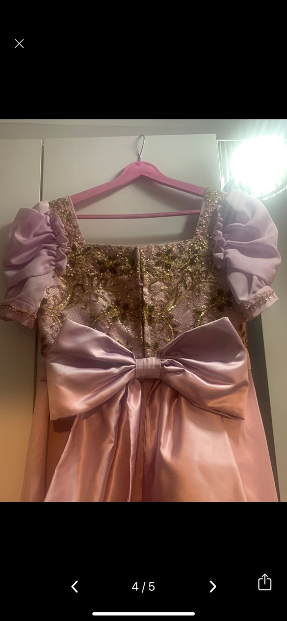 Pudra Uzun Drapeli Kadın Abiye Elbise - Görsel 4