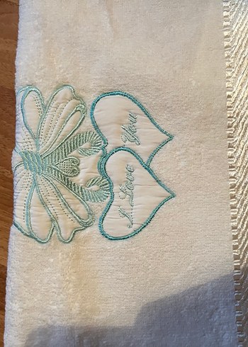 Nakışlı Beyaz Bohem Havlu - Görsel 2