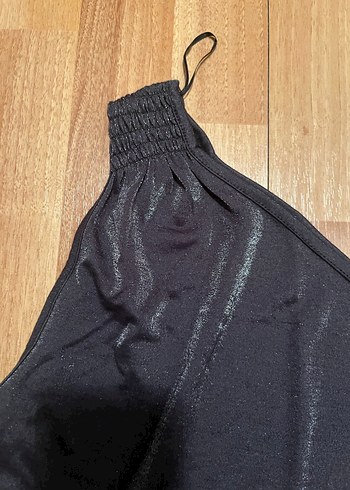 Siyah V Yakalı Drapeli Kadın bluz - Görsel 2