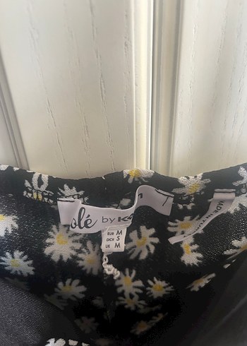 Siyah Mini Askılı Papatya Desenli Elbise - Görsel 3