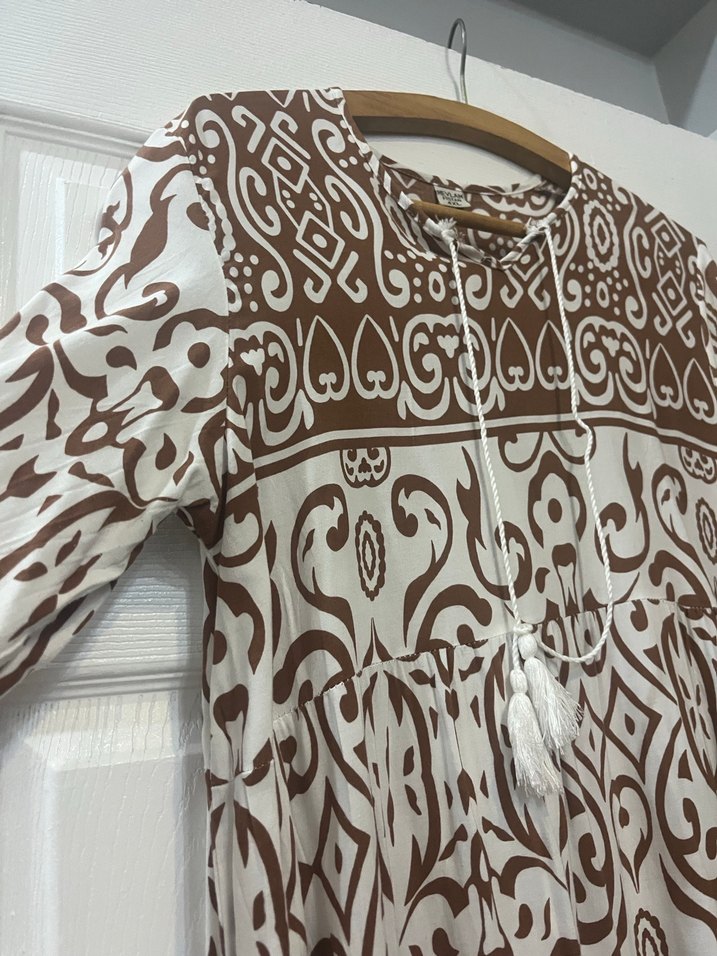 Püsküllü Bohem Uzun Kollu Kadın Elbise - Görsel 3