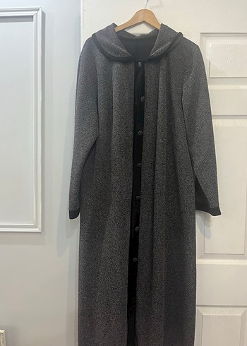 Düğmeli Gri Uzun Kadın Kaban - Görsel 2