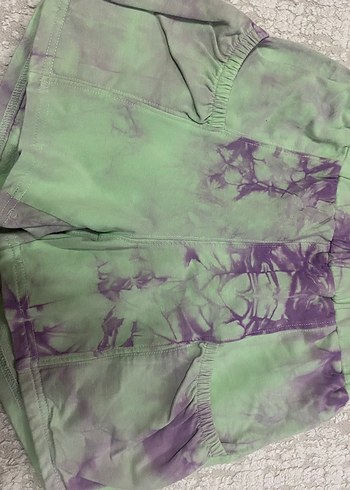 Bej Kısa Kollu Kız çocuk bluz batik desenli şort - Görsel 6