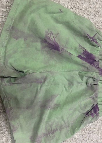 Bej Kısa Kollu Kız çocuk bluz batik desenli şort - Görsel 5