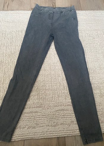 Pembe Süet Kız çocuk sweat jean görünümlü tayt - Görsel 2