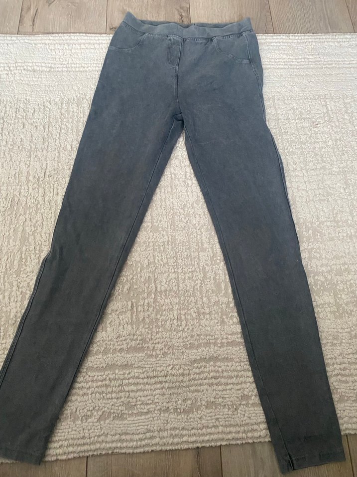 Pembe Süet Kız çocuk sweat jean görünümlü tayt - Görsel 2