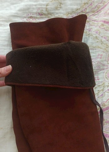 Kahverengi Süet Diz Üstü Çizme - Görsel 6