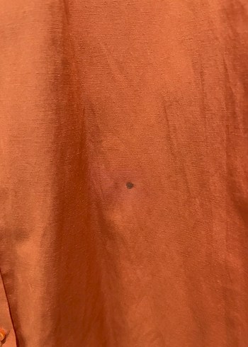 Turuncu Kısa Kollu Keten Gömlek - Görsel 4