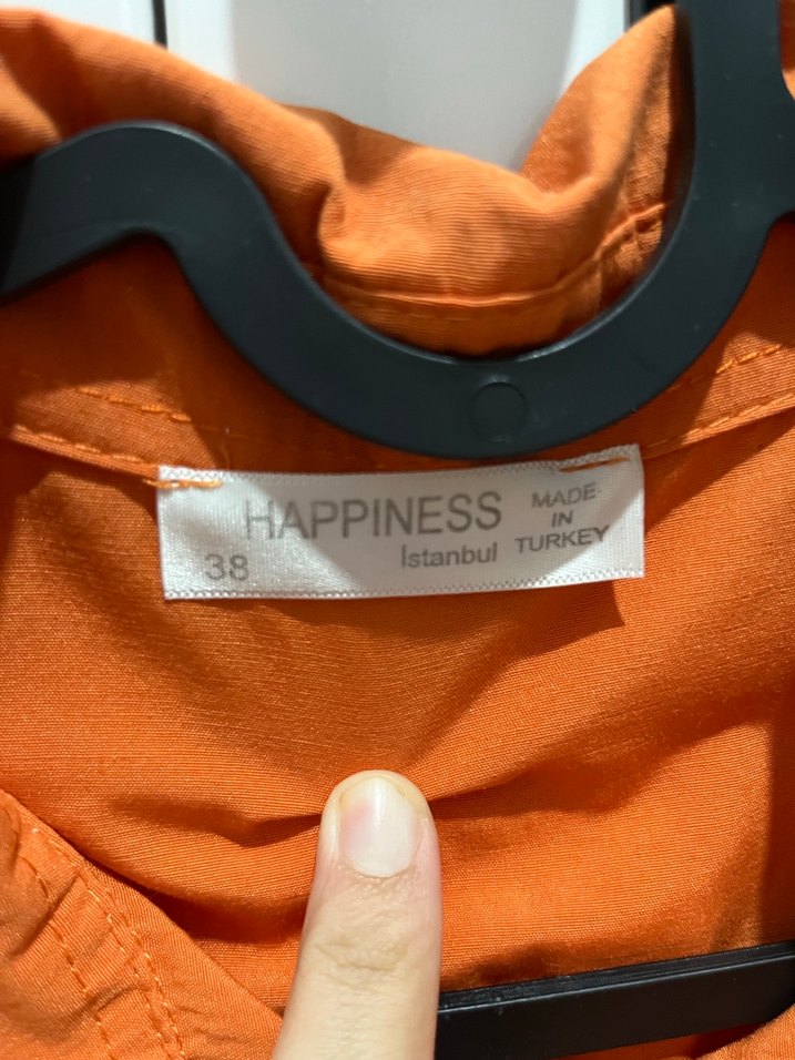 Turuncu Kısa Kollu Keten Gömlek - Görsel 3