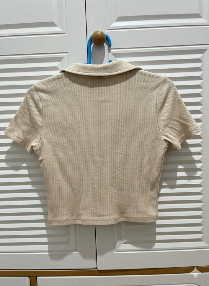 Bej Kısa Kollu Kadın Gömlek - Görsel 2