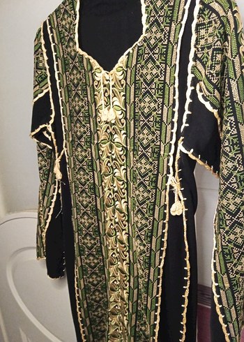 Nakışlı, V Yakalı, Uzun Kollu Bohem Elbise - Görsel 2