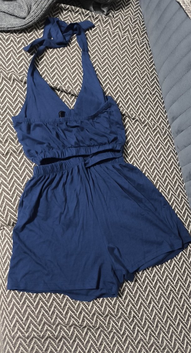 Kadın Lacivert Kısa Askılı Tulum - Görsel 2