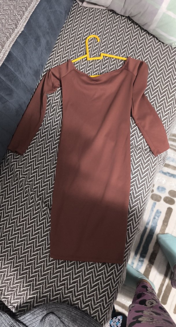 Kahverengi Fermuarlı Mini elbise trendyol - Görsel 3