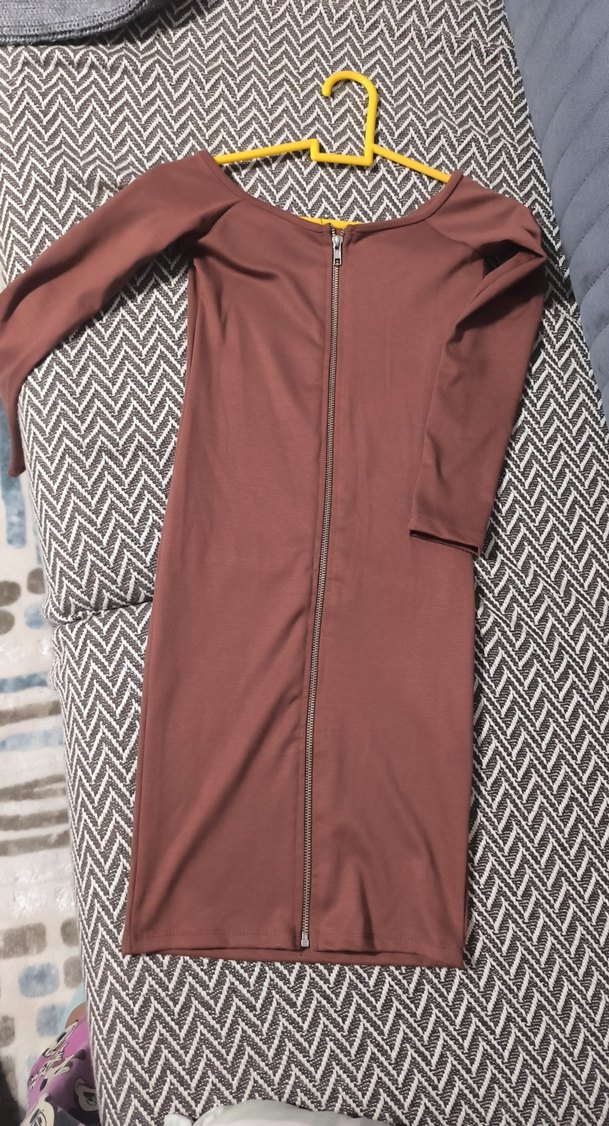 Kahverengi Fermuarlı Mini elbise trendyol - Görsel 4