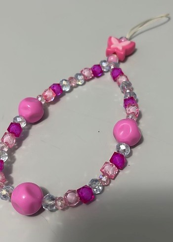 Pembe Boncuklu Bohem Telefon Askısı - Görsel 2