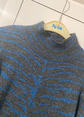 Boğazlı Zebra Desenli Kadın Triko Elbise - Görsel 3