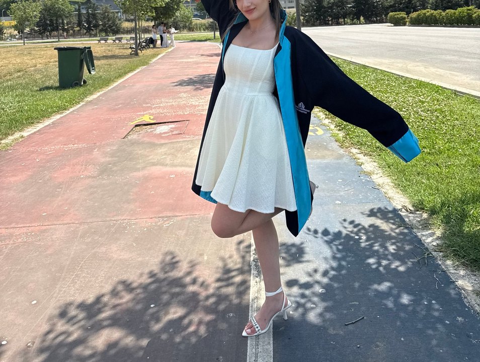 Beyaz Mezuniyet Elbisesi kep töreni - Görsel 2