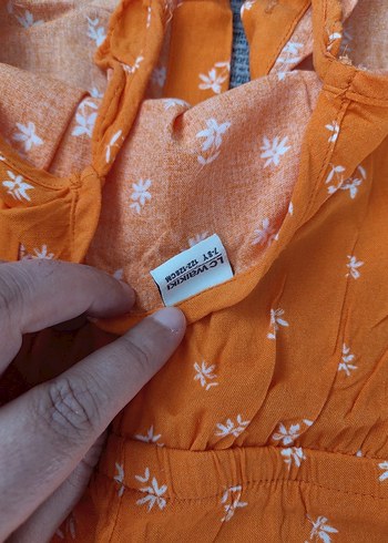 Turuncu Desenli Kız Çocuk Askılı Tulum - Görsel 2