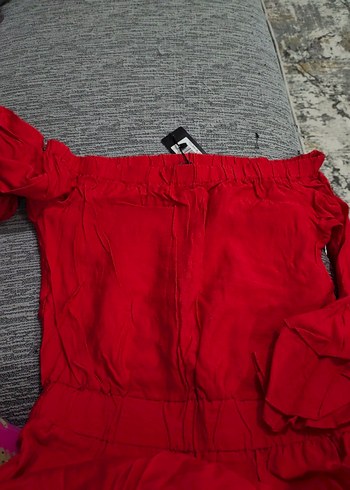 Kırmızı Mini  Straplez Tulum - Görsel 4