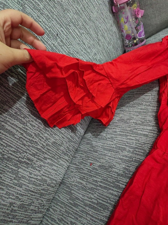 Kırmızı Mini  Straplez Tulum - Görsel 3