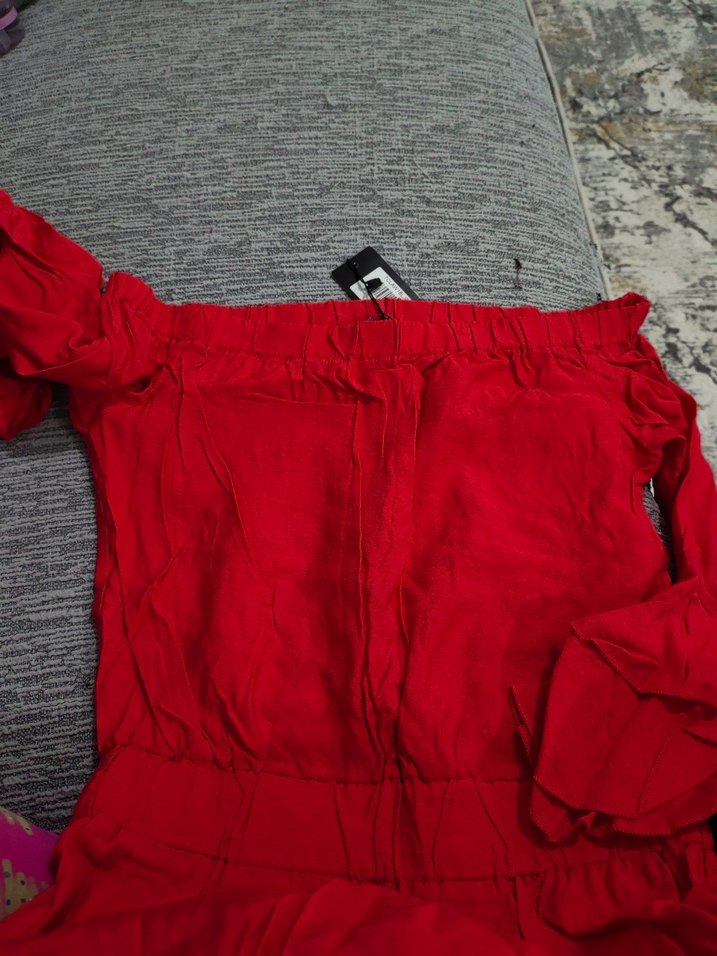 Kırmızı Mini  Straplez Tulum - Görsel 4