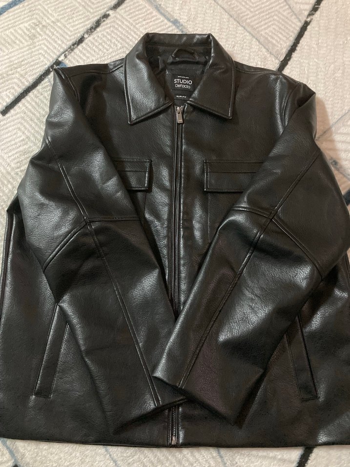 Erkek Siyah Deri Ceket - Görsel 3