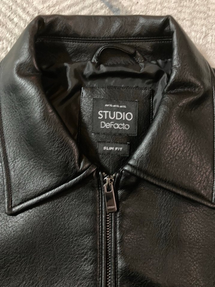 Erkek Siyah Deri Ceket - Görsel 2