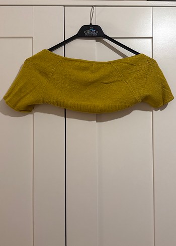 Hardal Straplez Örgü Kadın Bolero - Görsel 3