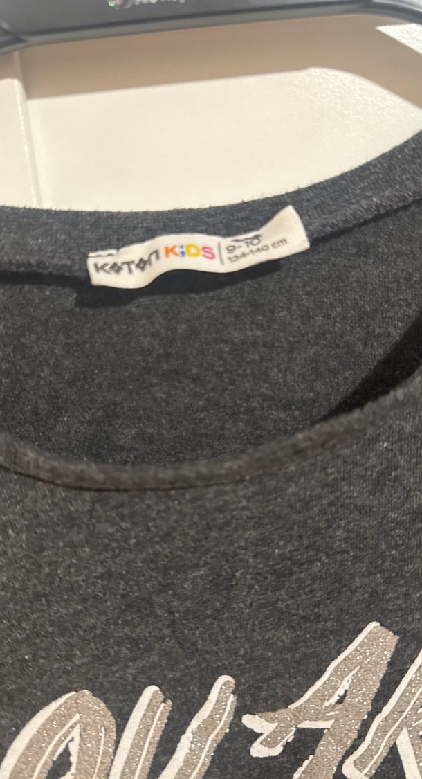 Kız Çocuk Gri Uzun Kollu Payetli Tişört - Görsel 2