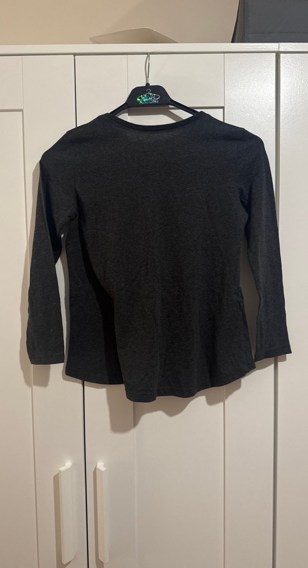 Kız Çocuk Gri Uzun Kollu Payetli Tişört - Görsel 3