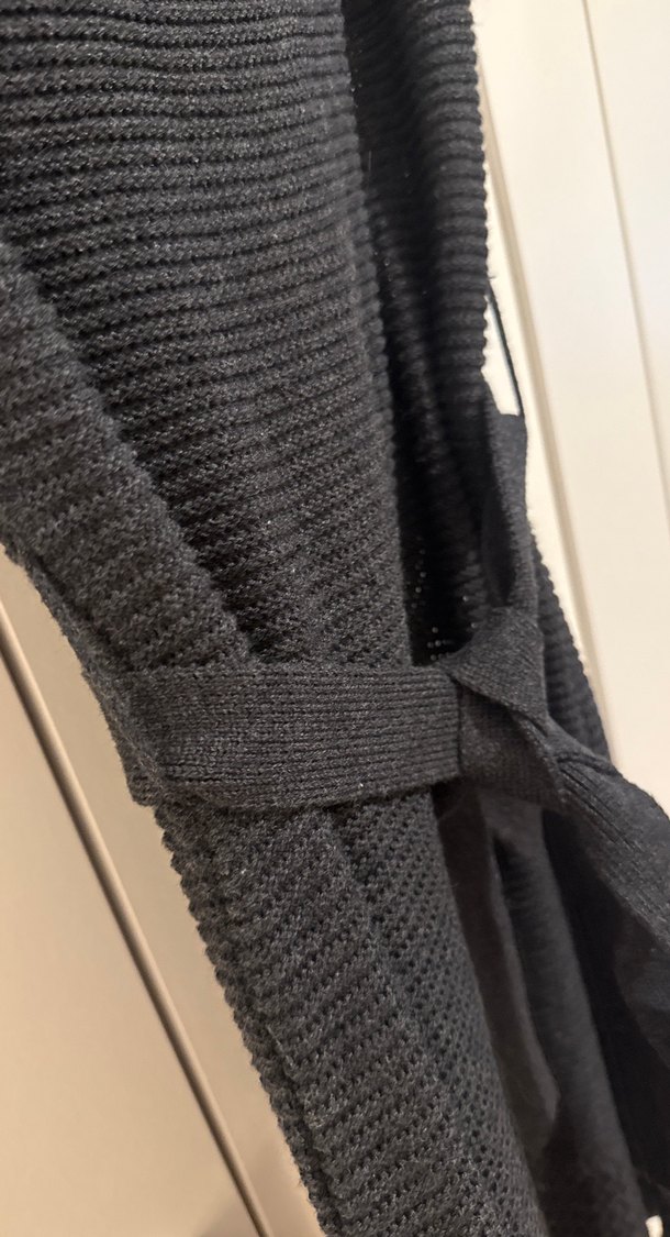 Kemerli Siyah Triko Mini Elbise - Görsel 2