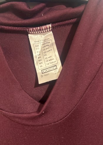 Bordo Kız Kayak Body Uzun Kollu Boğazlı - Görsel 2