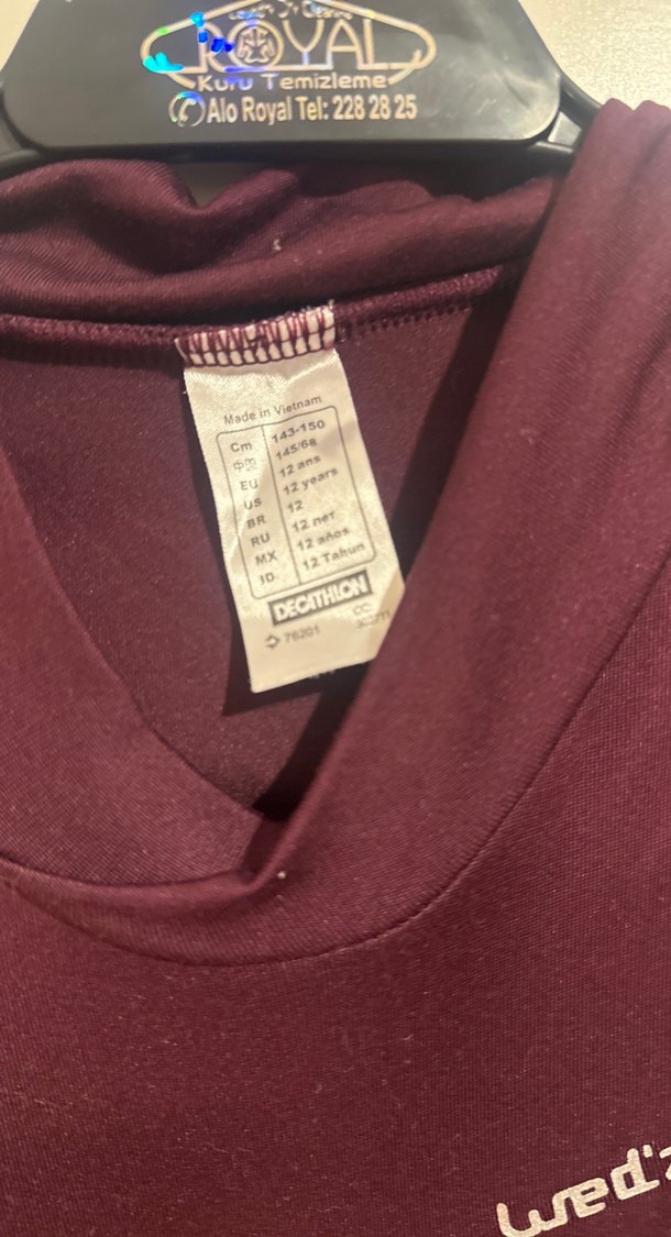 Bordo Kız Kayak Body Uzun Kollu Boğazlı - Görsel 2