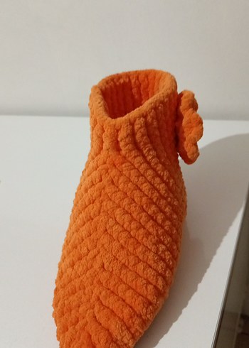 Turuncu Örgü Kız Çocuk Ev Terliği - Görsel 2