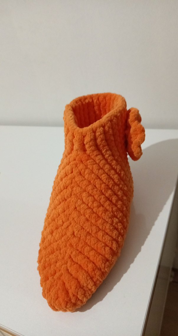 Turuncu Örgü Kız Çocuk Ev Terliği - Görsel 2