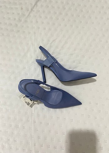 Zara Mavi Bantlı Stiletto Topuklu Ayakkabı - Görsel 2