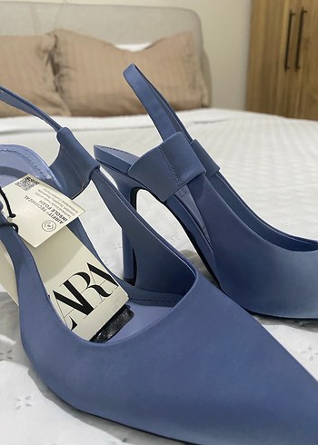 Zara Mavi Bantlı Stiletto Topuklu Ayakkabı - Görsel 5