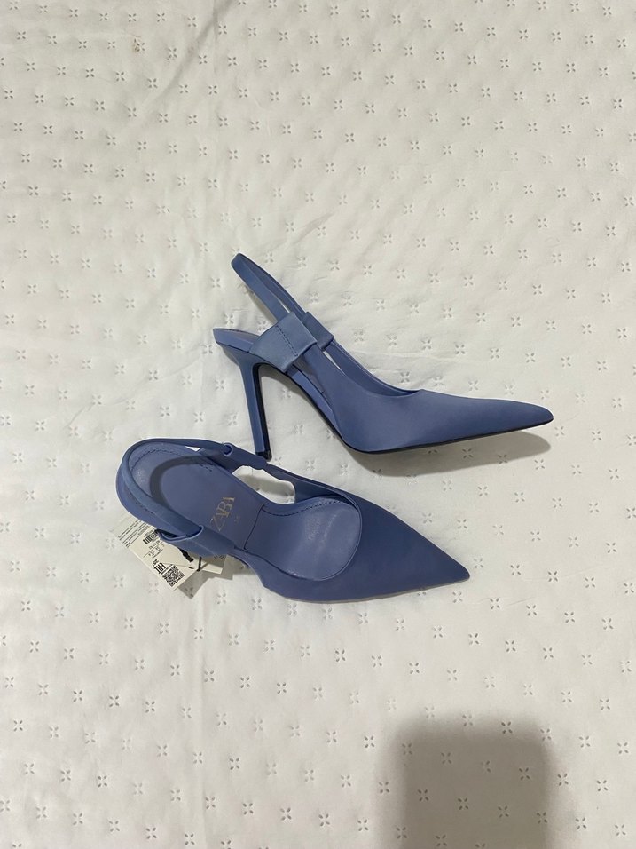 Zara Mavi Bantlı Stiletto Topuklu Ayakkabı - Görsel 2