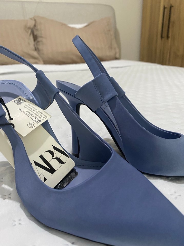 Zara Mavi Bantlı Stiletto Topuklu Ayakkabı - Görsel 5