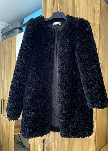 Mango Siyah Suni Kürk Midi Kaban - Görsel 3