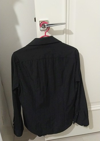 Siyah Uzun Kollu Keten Gömlek - Görsel 2