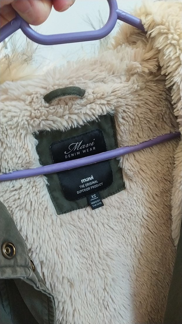 Gri Kapüşonlu Kadın Kışlık Mont - Görsel 3