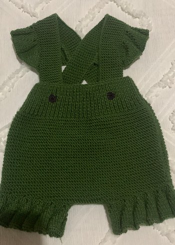 Koyu Yeşil Örgü Bebek Kız Tulum - Görsel 6