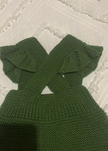 Koyu Yeşil Örgü Bebek Kız Tulum - Görsel 5