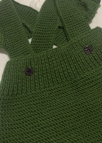 Koyu Yeşil Örgü Bebek Kız Tulum - Görsel 10