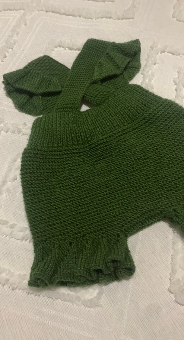 Koyu Yeşil Örgü Bebek Kız Tulum - Görsel 3